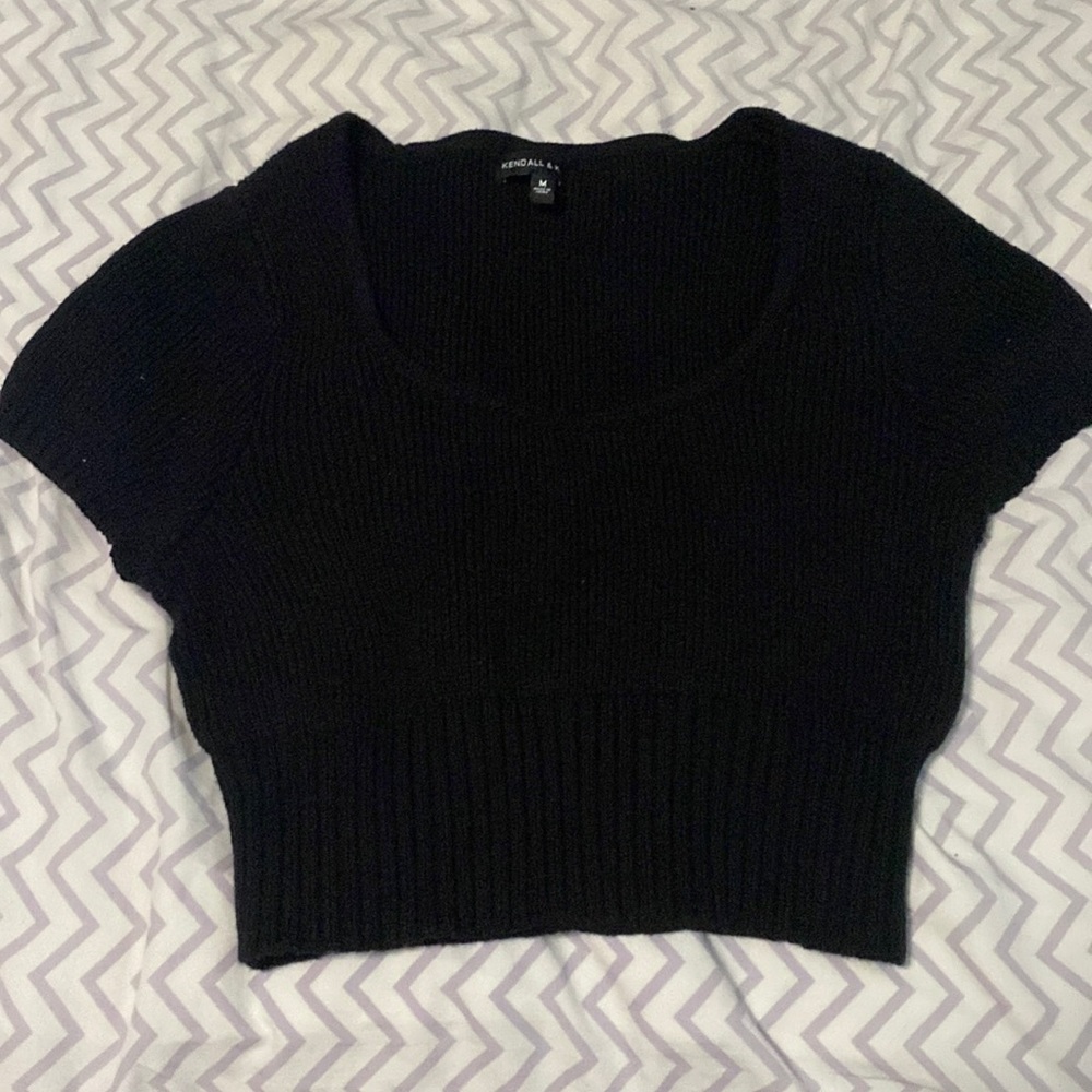 black short sleeve top ribbed